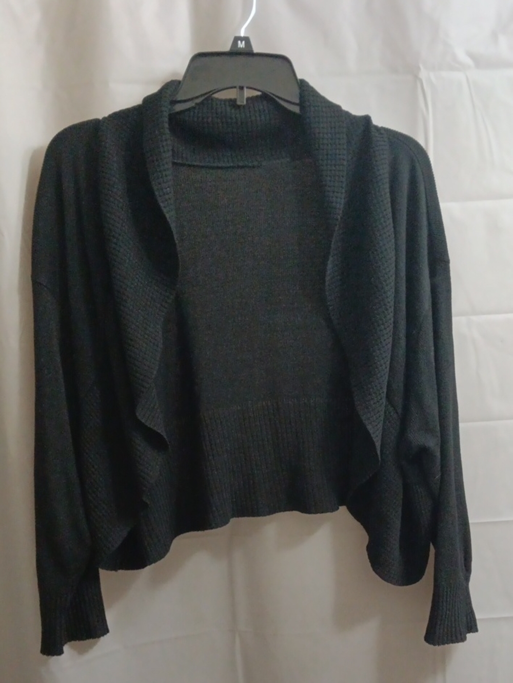 Black Draped Open-Front Women's Sweater Cardigan